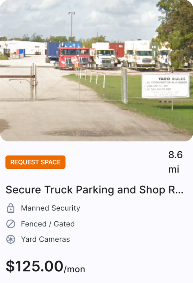 Secure Truck Parking and Shop Repair